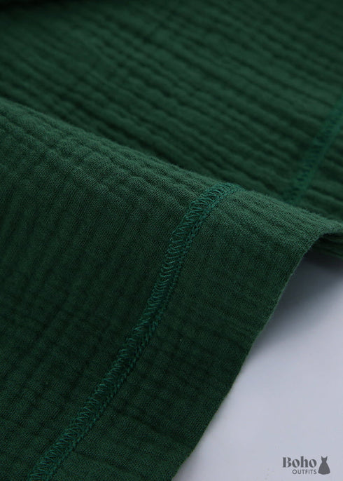 Boho Sleepwear, Pajamas Set, Emily Cotton in Green, Brown and Gray