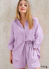 Conjunto de pijama bohemio Lucy Cotton en rosa y morado.