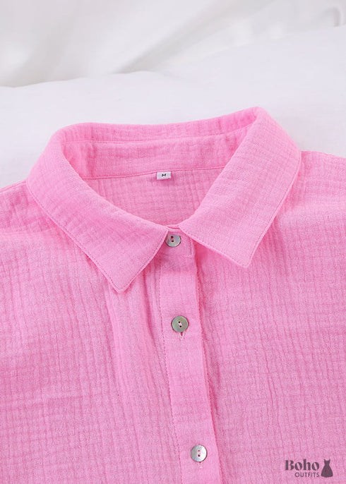 Conjunto de pijama bohemio Lucy Cotton en rosa y morado.