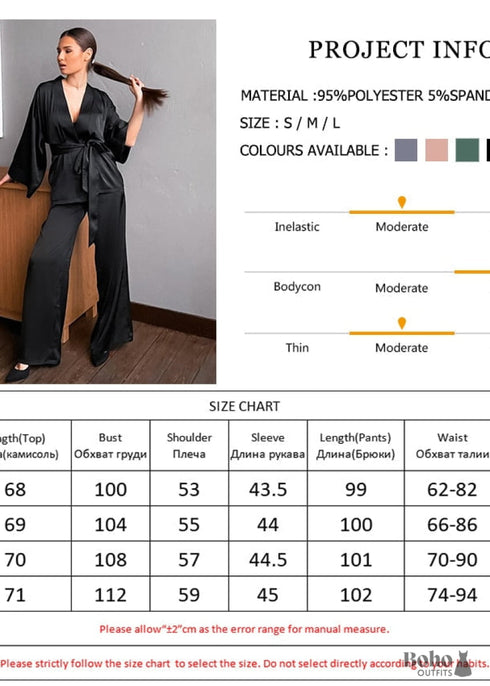 Pijama bohemio, conjunto de pijama de satén Clementine en azul y verde