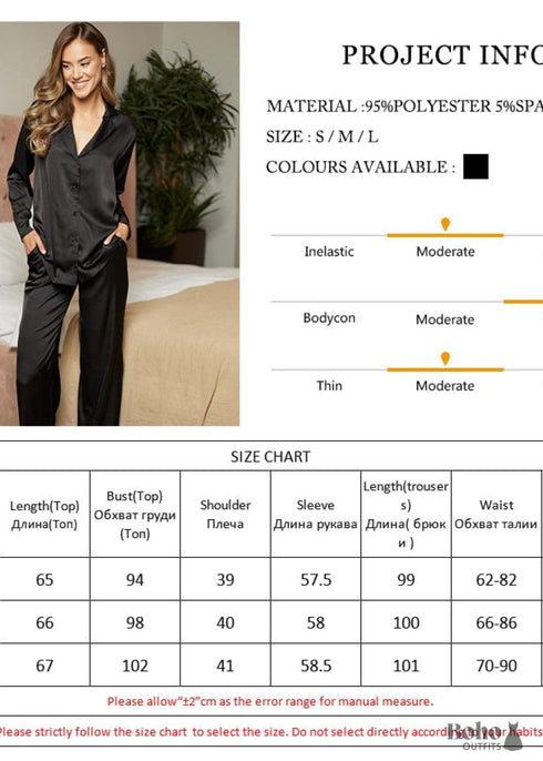 Pijama bohemio de satén Corinne en negro.