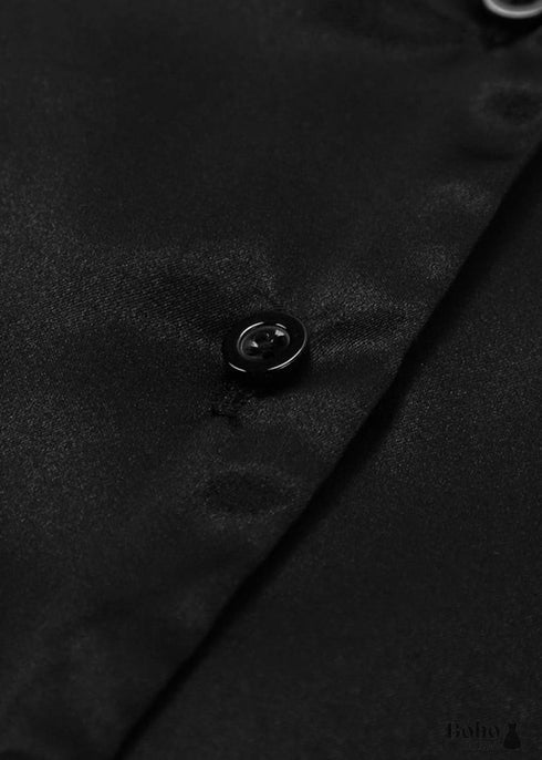 Pijama bohemio de satén Corinne en negro.