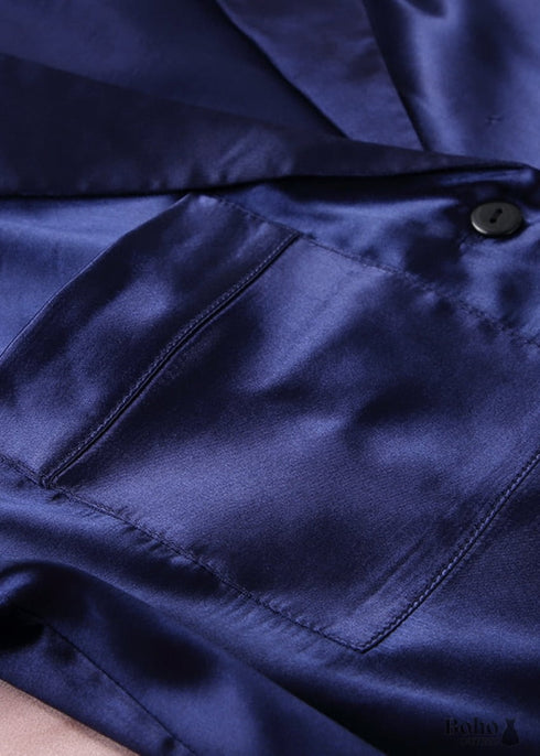 Boho Sleepwear, Pajamas Set, PJ Satin Corinne in Navy Blue