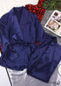 Boho Sleepwear, Pajamas Set, PJ Satin Francine in Navy, Brown and Black