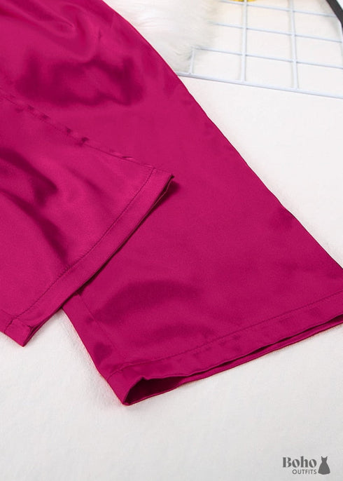 Pijama bohemio, conjunto de pijama de satén Francine en rojo