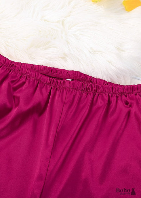 Pijama bohemio, conjunto de pijama de satén Francine en rojo