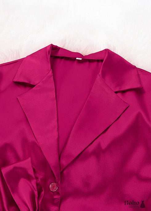 Pijama bohemio, conjunto de pijama de satén Francine en rojo