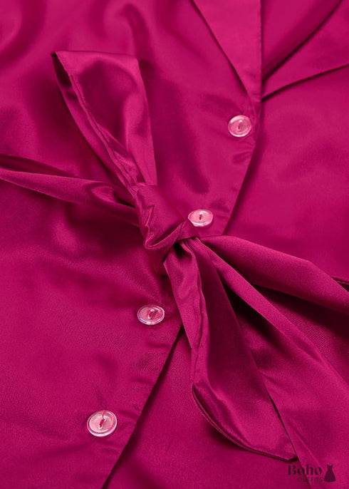 Pijama bohemio, conjunto de pijama de satén Francine en rojo