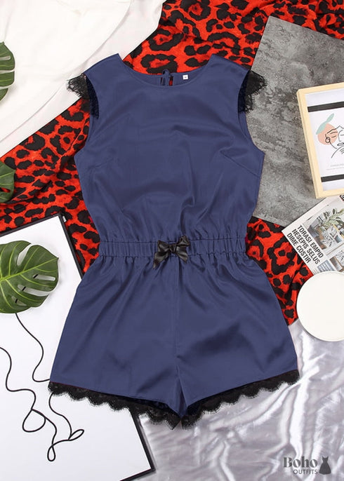 Pijama bohemio, conjunto de pijama de satén Jeanne negro y rosa