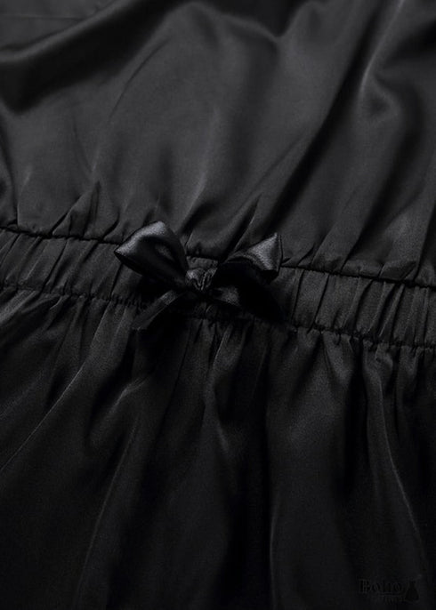 Pijama bohemio, conjunto de pijama de satén Jeanne negro y rosa