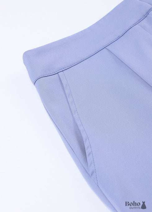 Pijama bohemio, conjunto de pijama de satén Lucy en azul