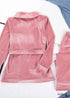Pijama bohemio, conjunto de pijama de terciopelo Denise en gris y rosa.