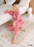 Pijama bohemio, conjunto de pijama de terciopelo Denise en gris y rosa.