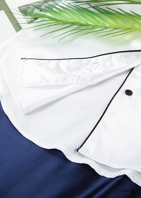 Boho Sleepwear, Pajamas Shirt Dress, PJ Satin Jolie White
