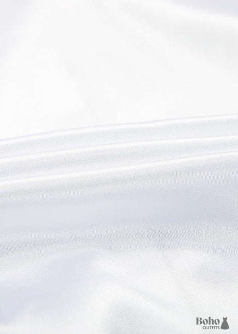 Boho Sleepwear, Pajamas Shirt Dress, PJ Satin Jolie White