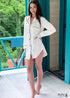 Boho Sleepwear, Pajamas Shirt Dress, PJ Satin Jolie White