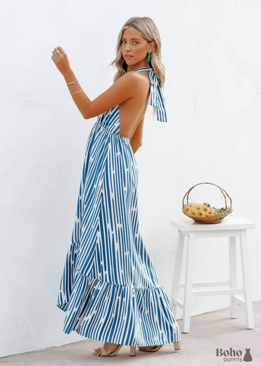 Boho Summer V neck Sexy Swing Maxi Dress Luna