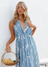 Boho Summer V neck Sexy Swing Maxi Dress Luna