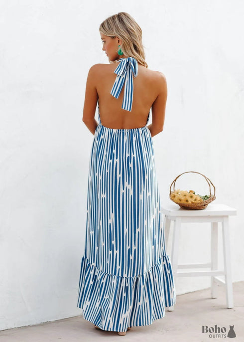 Boho Summer V neck Sexy Swing Maxi Dress Luna