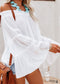 Blusa elegante estilo bohemio con mangas acampanadas color hiedra