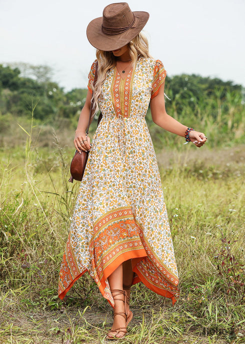Boho V-Neck Floral Maxi Dress Riley