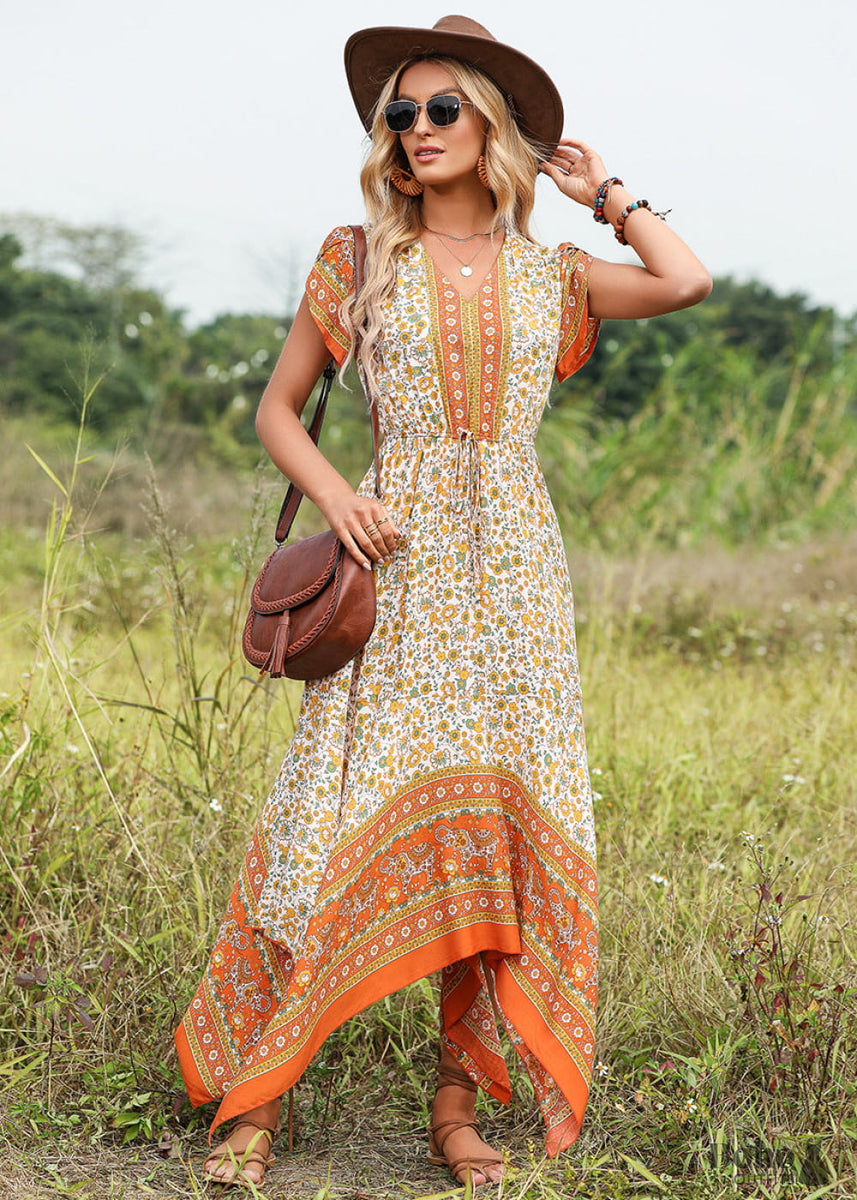 Boho V-Neck Floral Maxi Dress Riley - Boho Dress Official