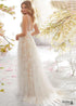 Boho V-neck Sweep Train Tulle Sleeveless Wedding Dress