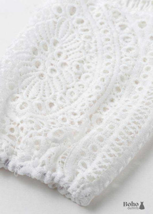 Boho White Crochet Mini Dress Brielle