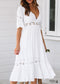 Boho White Lace Midi Dress Kenzie