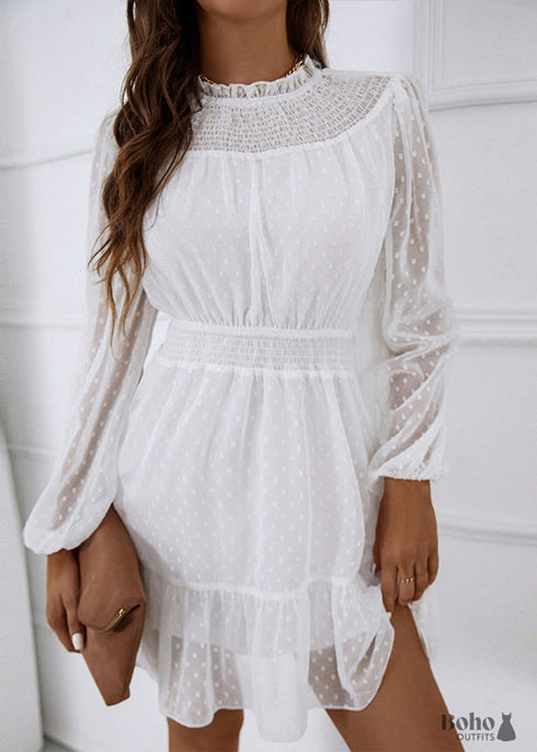 Boho White Lace Mini Dress Valerie