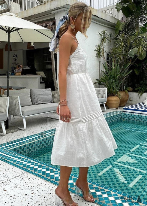 Boho White Midi Dress Nylah