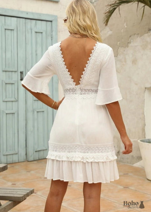 Boho White Mini Dress Teresa