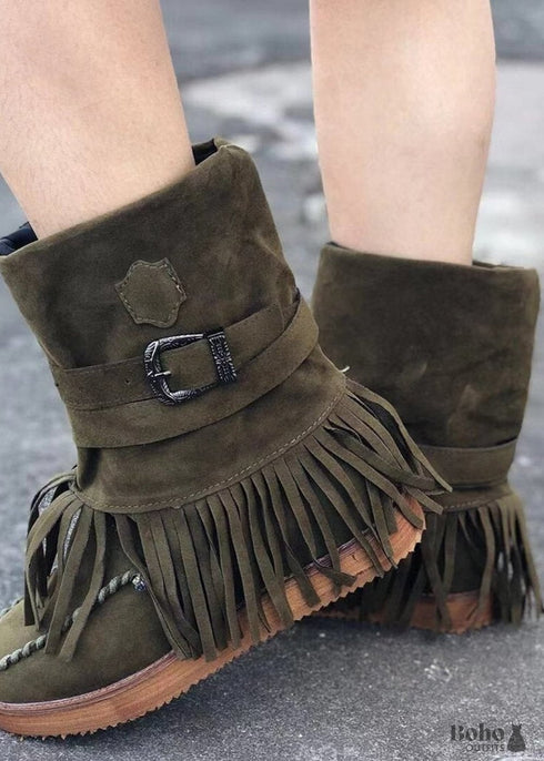 Bota plana bohemia para mujer