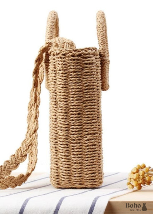 Bolso tipo cubo de paja trenzada Kinsley