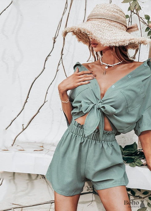 Vestido mini bohemio informal de dos piezas Logan