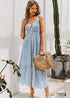 Dusty Blue Boho Midi Dress