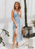 Dusty Blue Boho Midi Dress