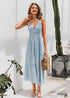 Dusty Blue Boho Midi Dress
