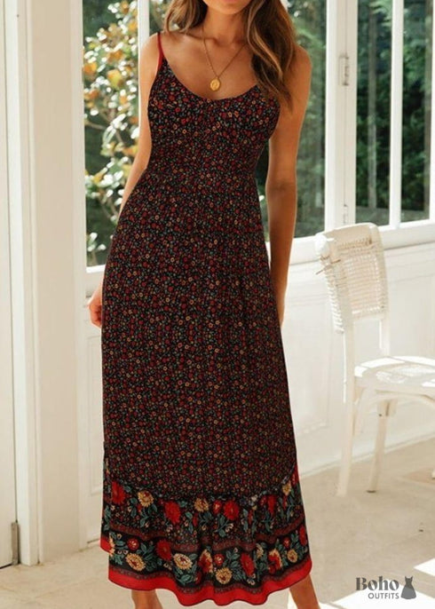 Elegent Floral Boho Maxi Dress Magnolia