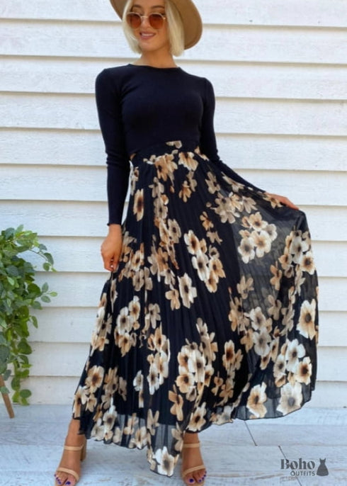 Floral Bohemian Black dress