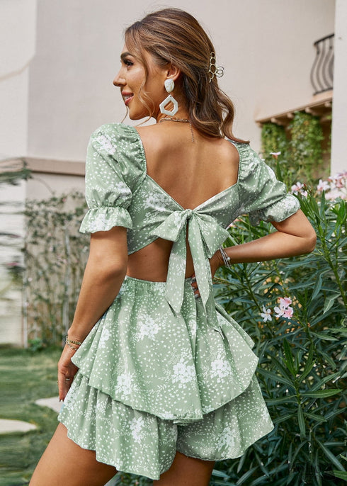 Vestido mini enterizo bohemio con estampado floral Maggie