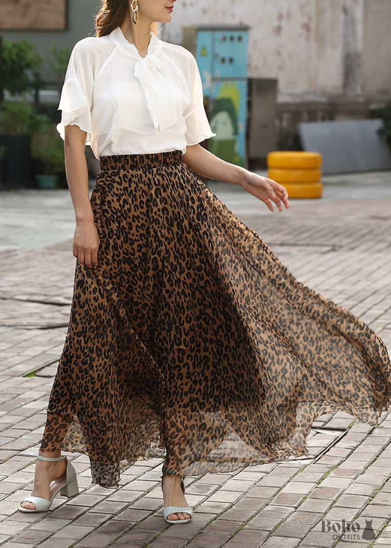 boho dresses and skirts CAJUNI Off-White, Boho-Style Flared Maxi Skirt, Western Chic Dresses For Women,Floral Skirts For Women