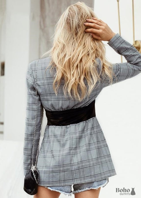 Grey Boho Blazer Jacket