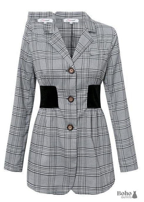 Grey Boho Blazer Jacket