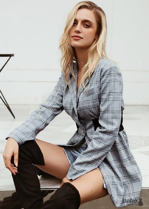 Grey Boho Blazer Jacket