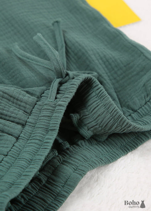 Pijama de algodón Hiloc para mujer, traje de cuello vuelto con pantalones cortos, pijama de manga larga para dormir