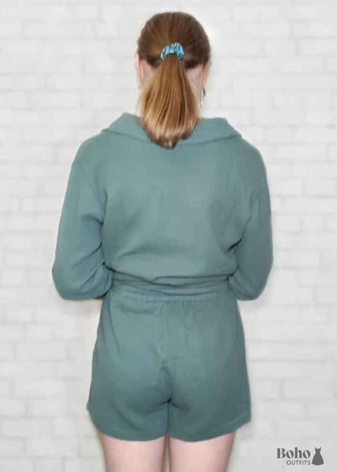 Pijama de algodón Hiloc para mujer, traje de cuello vuelto con pantalones cortos, pijama de manga larga para dormir