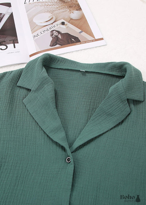 Pijama de algodón Hiloc para mujer, traje de cuello vuelto con pantalones cortos, pijama de manga larga para dormir