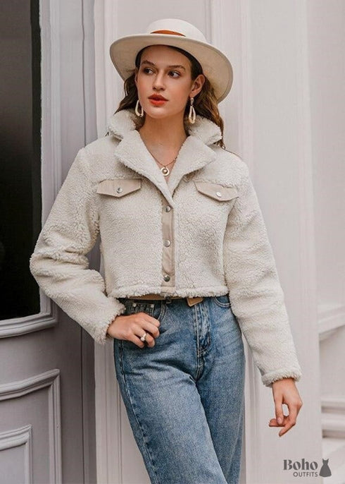 Chaqueta de piel sintética estilo hippie bohemio