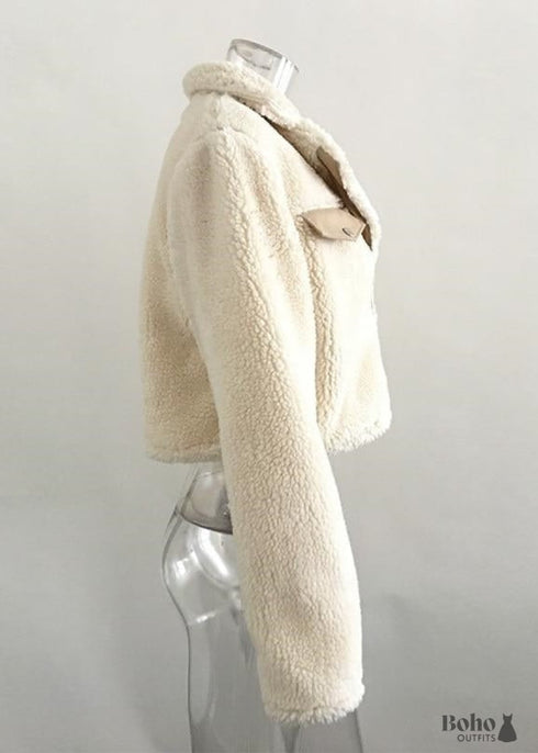 Chaqueta de piel sintética estilo hippie bohemio